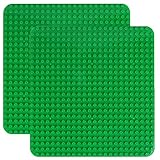 Große Bauplatte Kompatibel mit Lego Duplo Platten, Classic große Grundplatte,38.4 * 38.4cm Platten-Set für Kreatives Spielen, Grün (2 Stück)