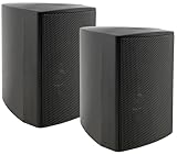 ChiliTec 2-Wege Lautsprecher Schwarz, Paar, Wand-Lautsprecher für HiFi Stereoanlage Heimkino, 60Watt 8Ohm