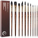 Aquarellpinsel Set - 10er Professionell Synthetisches Eichhörnchenhaar Pinselset für Aquarell,Wasserfarben | Künstlerpinsel, Filbert, Rund, Flach Pinsel | Watercolor Brushes für Hohe Absorption