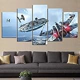 IIIUHU Bilder Wandbild 150x80cm Vlies - Leinwand Bild XXL Wandbilder Wohnzimmer Wohnung Deko Kunstdrucke 5-teilig Millennium Falcon Star Wars Film Hd Wandkunst