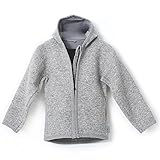 gipfelsport Walkjacke aus 100% Schurwolle - Wolljacke für Kinder, Baby | Merino Wollwalk Jacke mit Reißverschluss aus Wollfleece, Merinowolle | Grau, 86/92