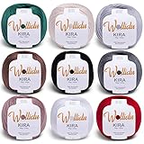 Wollidu Kira 100% Baumwolle zum Stricken und Häkeln 9 x 50g Set Häkelgarn Strickgarn Bunt Farbmix 2
