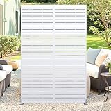 Towallmark Sichtschutz aus Metall freistehend, 183 x 119 cm, Dekorative Sichtschutzwand für Garten, Terrasse & Pool, Wetterfest & Einfache Montage, weiß