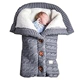Liemuao Winterfußsack, warm, für Babys, Fußsack, Decke, Kinderwagen, Babyschlafsack, Sherpa-Futter, Fußsack, Winter, geeignet für Babys von 0-6 Monaten (Grau)