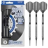 Harrows SUPERGRIP Darts-Set mit weicher Spitze aus 90% Wolfram. Erhältlich in 16 g, 18 g, 20 g – inklusive Supergrip-Schäften, Supergrip-Flights und Reiseetui-18g