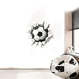 3D Fussball Wandtatto,FußBall Wandtattoo,29 × 29 cm,Kinderzimmerdekoration für Teenager,Schlafzimmerdekoration,Geschenke