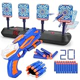 Zielscheibe mit Pistole Spielzeug für Kinder 3 4 5 6 7 8 9 10 Jahre, elektrisches digitales Dartboard für Nerf, 20 Projektoren, Kinderspiele, Schießspiel, Innen- und Außenbereich, Geschenk zum