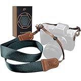 Padwa Lifestyle Dunkelgrün Kameragurt - 1.5' Breite verrückte Pferd Kuhfell Kopf Kameragurte, reine Baumwolle gewebte verstellbare Schulter-Nacken-Gurt für DSLR-Kameras, Großes Geschenk für Fotografen