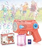 Seifenblasenpistole Seifenblasenmaschine für Kinder Seifenblasen Machine， 16 Löcher LED Licht Blasen Elektrisch Seifenblasenmaschine mit 160 ML Seifenblasenflüssigkeit, Kinder Spielzeug (Rosa)