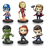 Superhelden-Actionfiguren, 6 Stück Actionfiguren-Spielzeug, Q Version Sammlerstück, Superhelden-Action-Sets mit Basis für Kuchendekoration, Cupcake-Topper, Schreibtisch-Dekoration