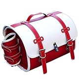 TMZWJ Motorcycle Rear Bag für Peugeot JetForce 125 2007-2009 Motorrad Zubehör Waterproof Leather Motorcycle Pannier Saddle Bag Retro Motorcycle Bag Tasche,G White+red