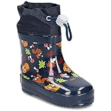 Playshoes Unisex Kinder Kurze Gummistiefel Waldtiere aus Naturkautschuk Gefüttert, Marine, 21 EU