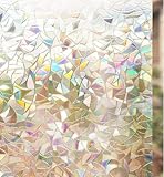 rabbitgoo Fensterfolie Blickdicht Selbsthaftende, Sichtschutzfolie Fenster Bunt, 3D Regenbogen Folie Fenster 44.5x200cm Statisch Haftend ohne Klebstoff Anti UV Sonnenschutz für Büro Wohnzimmer