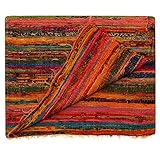 Handgefertigter, dekorativer Flickenteppich, Chindi-Teppich, mehrfarbig, 150 x 90 cm Orange