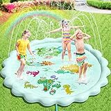 Peradix Sprinkler Play Matte, 200CM Wasser-Spielmatte Sprinkler Kinder Anti-Rutsch,Einstellbare Wasserhöhe Splash Pad Wasserspielzeug Outdoor für Kinder und Haustier