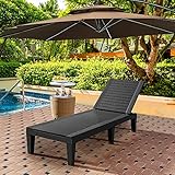 YITAHOME Sonnenliege 200kg Gartenliege mit Verstellbarer Rückenlehne, Gartenliege Wetterfest Einfache Montage Wasserdicht, 189x58x28 cm Liegestühle für Draußen für Patio/Strand/Terrasse/Pool, Schwarz