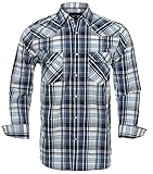 Rankitutu Westernhemden für Herren mit Schnappknöpfen Regular Fit Karo Langarmhemden Casual(009-L)
