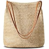 CharmBurst Geflochtene Strohtaschen, Sommer Strandtasche Basttaschen, Modische Boho Handtasche Geflochten, Praktische Korbtasche Umhängetasche, Elegante Sommertasche