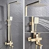 Shower system, Badezimmerarmatur, gebürstetes Gold, große Regendusche, Badewannenarmatur, Wandmontage, Badewannen-Duschmischbatterie, Duscharmatur, Duschset, Mischbatterie, 10 Zoll, 8 Zoll(10 Inch)