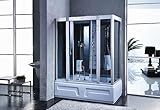 Dampfdusche San Diego mit Whirlpool 150x90 cm – 2-in-1 Wellness-Dampfbad und Whirlpool mit Massagedüsen, LED-Farbtherapie, Aromatherapie, Touchscreen-Steuerung und Regenfalldusche