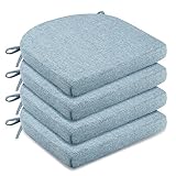 LOVTEX Stuhlkissen für Esszimmerstühle, Memory-Schaum-Stuhlpolster mit Bändern und rutschfester Unterseite, Sitzkissen für Küchenstuhl, 40,6 x 40,6 x 5,1 cm, Blau, 4 Stück