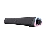 Trust Liro Soundbar PC Lautsprecher 12W, Stereo Computer Boxen mit RGB LED Beleuchtung, Klinke 3,5 mm AUX, USB Betrieb Sound Bar für PC Laptop Desktop Tablet Smartphone TV, Schwarz