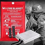 Wucgea Löschdecke küche fettbrand - Feuerlöschdecke Sicherheit Glasfaser Brandschutzdecke für Fettbrände Auto Schule Kamin Büro Schweißen 1m x 1m