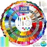 IGUGI Stickgarn-Set, 300 Farben, Stickgarn, 384 Stück, Stickgarn, Set für Stickerei, Kreuzstich, Stricken, brasilianische Armbänder, Nähgarn, Zubehör, brasilianisches Armband