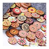 100 Stück Retro Knöpfe, 20mm Bunte Harz Bastelknöpfe Gemischte Multicolor Rund Kinderknöpfe Puppenknöpfe mit 2 Löcher zum Basteln, Nähen, Handwerk, Malerei, DIY Basteln, Deko