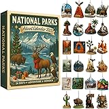 National Parks Advent Calender 2025,24 Tage Weihnachten Countdown-Kalender mit 24 legendären Landschaften und Wildtieren sowie Naturliebhaber,Countdown-Überraschungsgeschenke für Entdecker,1 Pcs