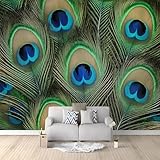 Grüne Pfauenfedern Tapete Wandbild 3D Fototapete 200x140 cm Grün Vliestapete Wandtapete Foto für Modernes Design der Fernseh Hintergrund Wand-Kunst-Deko