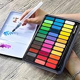 Stationery Island Aquarellfarben Set, Wasserfarben inklusive Pinsel und Wasserpinsel, 36 Farben in Aquarellkasten, Perfekt für Künstler, Hobbymaler und Anfänger, ideal für kreative Reisen
