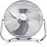 Brandson - Windmaschine Retro Stil 120 Watt - Ventilator in Chrom - Standventilator 45 cm - Bodenventilator - hoher Luftdurchsatz - stufenlos neigbarer Ventilatorkopf - Silber