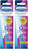 TESTA med DIAGNOSTICS Ovulationstest bei Kinderwunsch 10 Stück, zeigt mit einer Gesamtrichtigkeit von über 99 Prozent den Zeitpunkt der höchsten Fruchtbarkeit an (Packung mit 2)