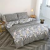 MLUNKQAIL Bettwäsche Set Blumen- Bettbezuege Einfach 3 Teilig Aus Mikrofaser Bettbezug 220x240cm Mit 2 Kissenbezug 80x80cm Weich Und Bequem 3D Digitaldruck