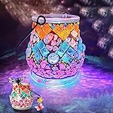 FORMIZON Mosaik Lampe Basteln, Mosaik Bastelset Kinder, Glasmosaik Kerzenhalter Kit für Heim Deko, DIY Kreative Basteln, Handgefertigte Kunstwerk Geschenk für Mädchen Kinder