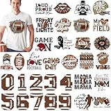 30 Stück Fußball Bügelbilder American Football Eisen auf Aufkleber Fußballhelm Designs Wärmeübertragung Aufkleber Waschbar Aufkleber für T Shirts Jacken Rucksäcke DIY Aufkleber