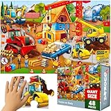 QUOKKA Riesiges Bodenpuzzle ab 3 4 5 Jahren – 48-teilige Puzzle Spiele ab 5 6 Jahre – 60x90 cm Puzzle XXL mit BAU-Lernaktivität für Kleinkinder - Große Spielzeug Geschenk für Jungen und Mädchen
