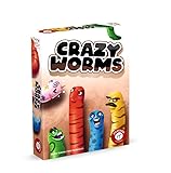 Piatnik Crazy Worms - Auf die Würmer, fertig, los! Das lustige Plättchen Legespiel, Rot, Orange, Blau, Gelb, Grün