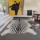 rugoo Teppich mit Zebramuster, 2 x 2,6 m, schwarz-weiß, Tierdruck, Cartoon, niedlicher Teppich, Kunstfell-Teppich, Tierdruck, Matte für Wohnzimmer, Schlafzimmer, Kinderzimmer, Sofa
