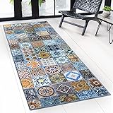 casa pura Teppichläufer Bonita - Patchwork Muster im Vintage Look - viele Größen - moderner Teppich Läufer für Flur, Küche, Schlafzimmer - Niederflor Flurläufer, Küchenläufer - 80 x 200 cm