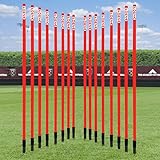 FORZA Slalom Trainingsstöcke, federbelastete Agility-Trainingsstöcke, 1,5 m oder 1,8 m, 8 oder 16 Stück, für Fußball, Agility- und Fitness-Übungen (16 Stück, Rot, 1,5 m)