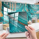 HORIWE Fliesenaufkleber Marmorierung 15x15cm Wandfliese Aufkleber 20 Stück PVC Fliesensticker Fliesen Folie Selbstklebende Tapete Wasserdicht Wandaufkleber für Küche, Schrank, Möbel, Tisch (Blauer)