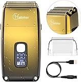Hatteker Triple Blades Folienrasierer Elektrorasierer Rasierer für Männer Close Glatze Barber Shaver Trimmer Wasserdicht Wet & Dry, Kabellos, Gold