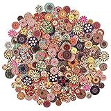 GOURIDE 300 Stück gemischte runde Holzknöpfe Bastelknöpfe mit 2 Löchern für Kunst, Stricken, Nähen, DIY-Dekoration
