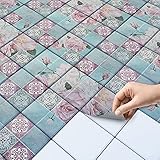 45 Stück Fliesenaufkleber 10x10 cm für Bad und Küche - Mosaikfliesen, Klebefliesen - selbstklebende Fliesen SET