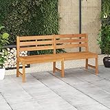 Hoopleep Gartenbank 180 cm Massivholz Teak, wetterfest für Außenbereich und Terrasse, langlebige Sitzbank für Gartenmöbel, robuste Holzbank