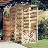 Pergolen mit Dach 2 STK., LAPOOH Kaminholzregal, Brennholzregal Außen, Holzstapelhilfe, Holzunterstand, Kaminholzregal Aussen, Holzregal Kaminholz, 100x90x200 cm Kiefernholz Imprägniert