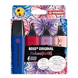 STABILO - Textmarker - BOSS ORIGINAL NatureCOLORS Wildflower - 4er Pack - rouge, ultramarinblau, grauviolett, burgunderrot
