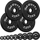 MOVIT® Hantelscheiben Set PRO, 100% Gusseisen, 30/31 mm Bohrung, Gewichtsscheiben Set Gewichte Hantel 4x 2,5kg